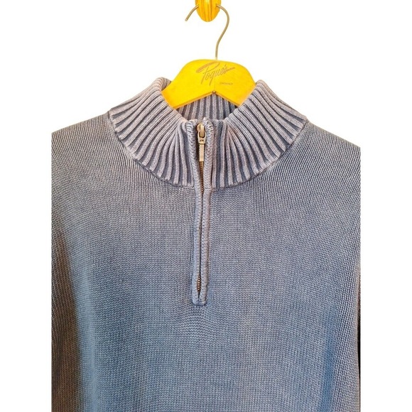Goodthreads Cotton Dusty Blue Mock Neck Knit Sweater 1/4 Zip Men Size XL - Picture 5 of 7